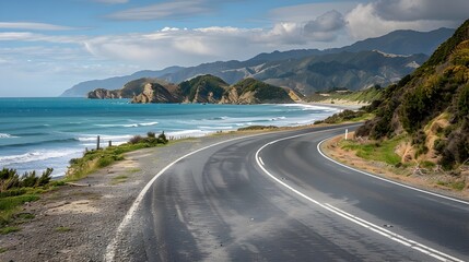 Scenic Coastal Route with Breathtaking Ocean Views and Rocky Cliffs