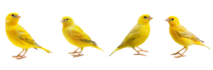  Set of canary bird isolated on transparent png background