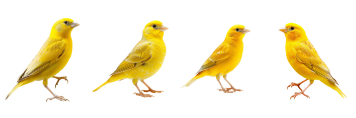  Set of canary bird isolated on transparent png background