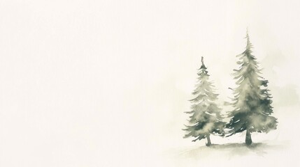 Watercolor background with pine fir tree for christmas illustration