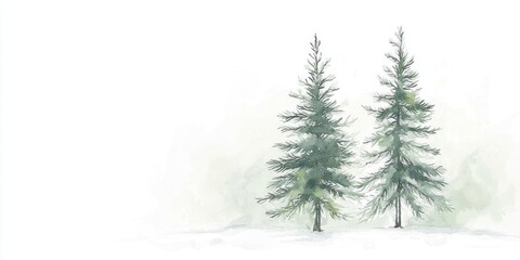 Fototapeta premium Watercolor background with pine fir tree for christmas illustration