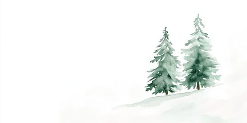 Obraz premium Watercolor background with pine fir tree for christmas illustration