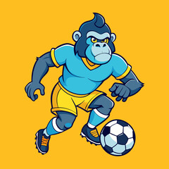 Naklejka premium monkey cartoon football soccer mascot gorilla