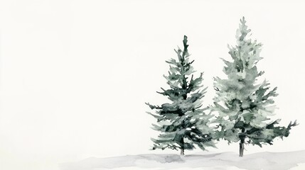 Obraz premium Watercolor background with pine fir tree for christmas illustration