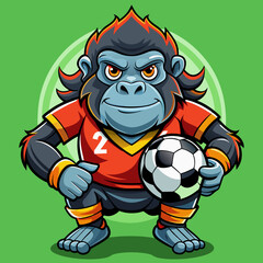 Naklejka premium monkey cartoon football soccer mascot gorilla