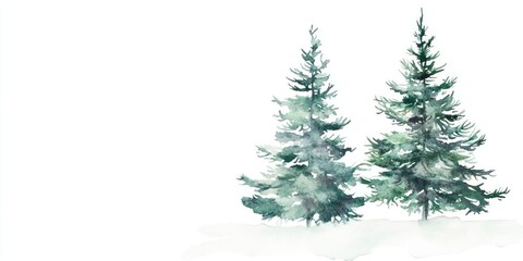 Fototapeta premium Watercolor background with pine fir tree for christmas illustration