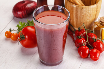 Fresh Tomato juice in the glass