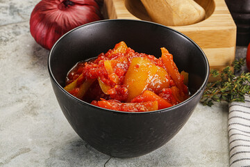 Homemade Lecho with tomato and paprika
