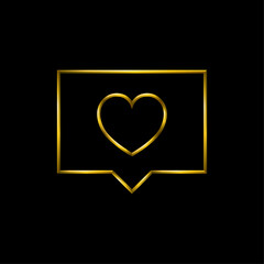 Social media like icon. Metallic gold icons set collection.