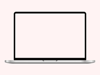 Isolated laptop mockup light-pink background with blank screen