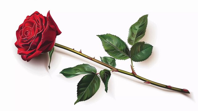 Single red rose vector illustration isolated on white background very nice