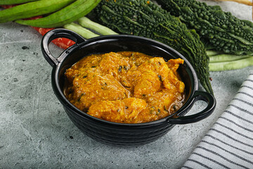 Spicy chicken masala in the bowl