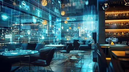 Futuristic Cybersecurity Visualization for Hospitality Industry