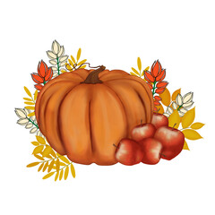 Autumn composition. Beautiful gift Thanksgiving