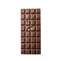 Obraz premium A delicious bar of unwrapped milk chocolate isolated on a white background. Perfect for dessert or snack-related concepts.