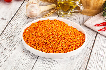 Raw red lentil for cooking