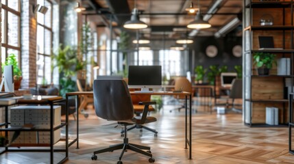 Naklejka premium modern loft office interior with furniture