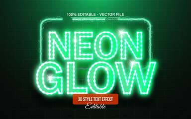 Green neon glow text effect editable