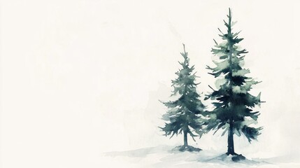 Fototapeta premium Watercolor background with pine fir tree for christmas illustration