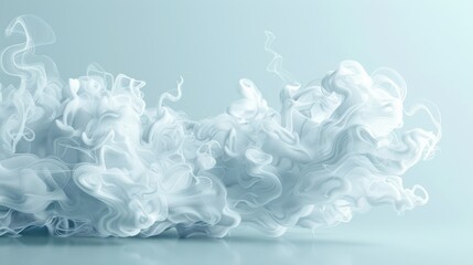 The image is of a white smoke cloud with a blue background