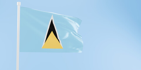 Saint Lucia flag of silk-3D illustration. 3d render.