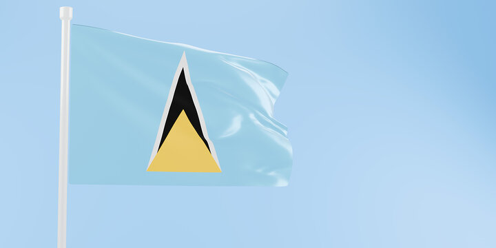 Saint Lucia flag of silk-3D illustration. 3d render.