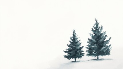 Obraz premium Watercolor background with pine fir tree for christmas illustration