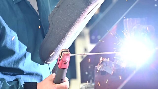 Students studying welding in vocational high school