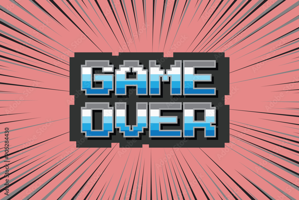 Poster pixel art cartoon retro style with text 