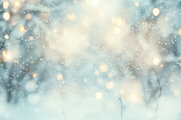 Magical winter street with glowing lights and snowfall, perfect for holiday-themed designs, festive greetings, and seasonal promotional materials