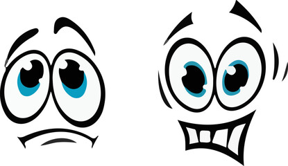 Cartoon Comic Faces Sticker Vector