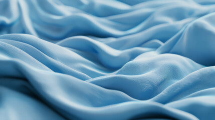 Obraz premium Light blue silk fabric draped gracefully, creating silky smooth waves and soft folds that exude luxury and tranquility.