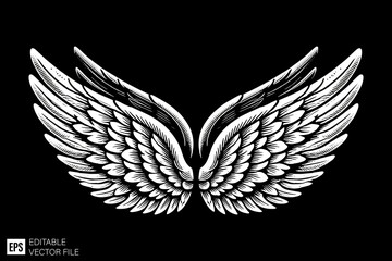 Obraz premium wing black and white vector clip art silhouette graphic design