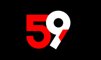59 Red White Number Geometric Simple Fresh