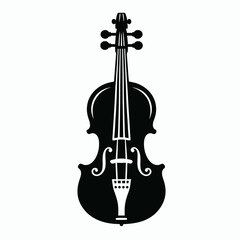 Fototapeta premium silhouette violin very simple and single violin silhouette white background