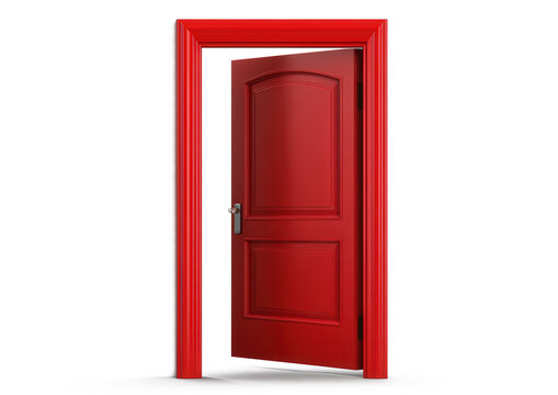 A red door with a lock on it is open