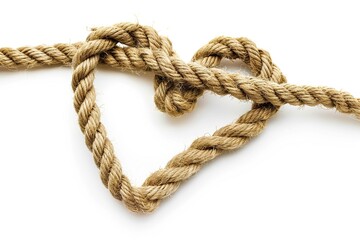 Fototapeta premium Rope shaped into a heart, isolated on a white background. Ai generative