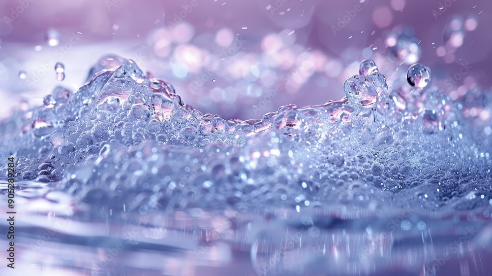 Poster a mesmerizing close-up shot capturing water splashing with droplets and bubbles, showcasing the dyna