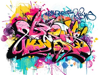 Vibrant Graffiti Inspired Sticker Design for Streetwear and Apparel Fashion