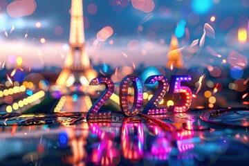 drawing of the Paris 2024 Olympics combination with the eiffel tower france