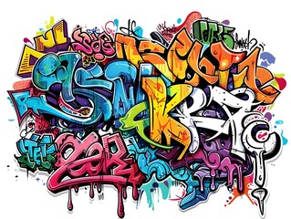 Stylish Streetwear Graffiti on White Background for Shirt Design