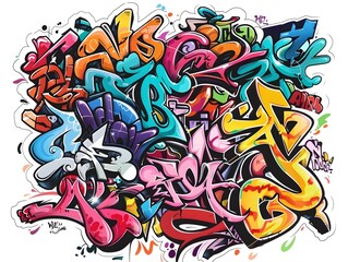 Stylish Streetwear Graffiti Sticker Design with Colorful Abstract Patterns