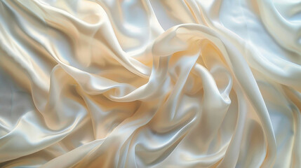 Obraz premium A pearl color background with a light, airy texture, resembling delicate silk. The flowing fabric adds a sense of grace and elegance.