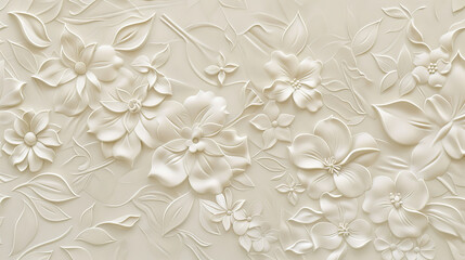 A cream textured background with a subtle, embossed floral pattern. The raised design adds elegance and a touch of nature.