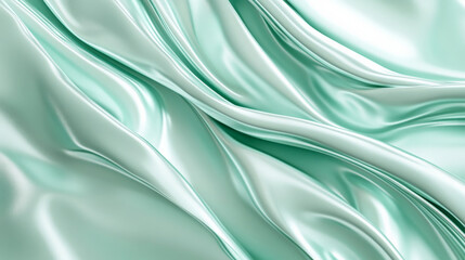 A mint abstract background with a smooth, satin-like texture. The glossy finish adds a touch of elegance and luxury.