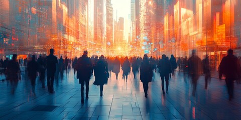 Obraz premium Inclusive Urban Design with Diverse City Pedestrians