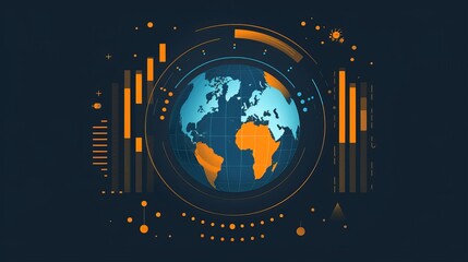 Naklejka premium global market analysis clip art ม globe with graphs clip art ม chart and globe clip art