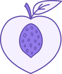 Peach Color Icon. Vector Icon. Peach with Pit. Sweet Dessert. Organic and Healthy Food. Fruit Concept