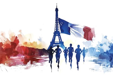 the village of Paris, Russia - 01 June 2018 sports race "Paris marathon"