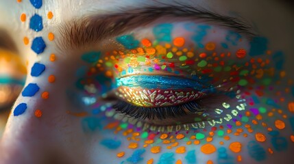 Closed Eyes Immersed in Vibrant Conceptual Patterns Symbolizing Inner Vision and Transcendence